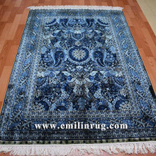 4X6 Blue Handmade Hand Knotted Persian Turkish Silk Carpet Wholesale Facotry Price